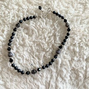 Black beaded ankle bracelet